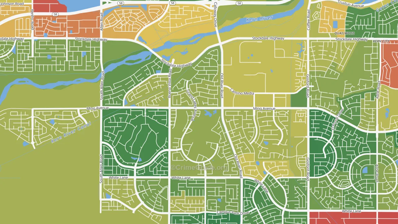 Seven Oaks, Bakersfield, CA Map of Arson Rates