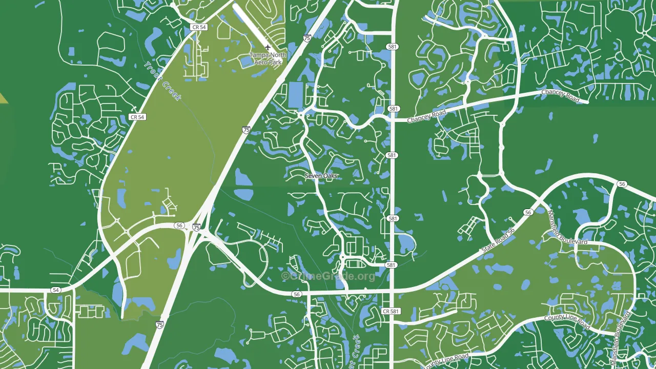 Seven Oaks, Wesley Chapel, FL Map of Arson Rates