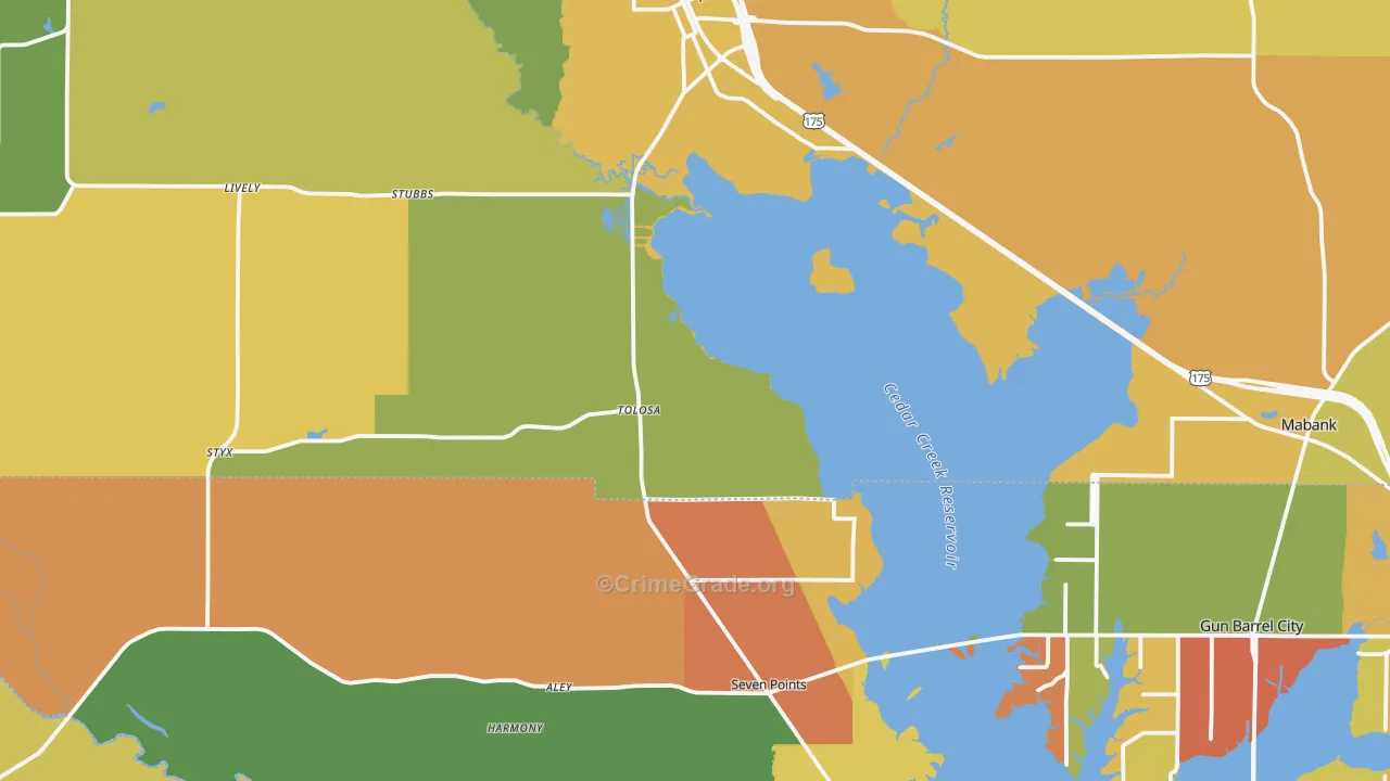 Seven Points, TX Map of Arson Rates