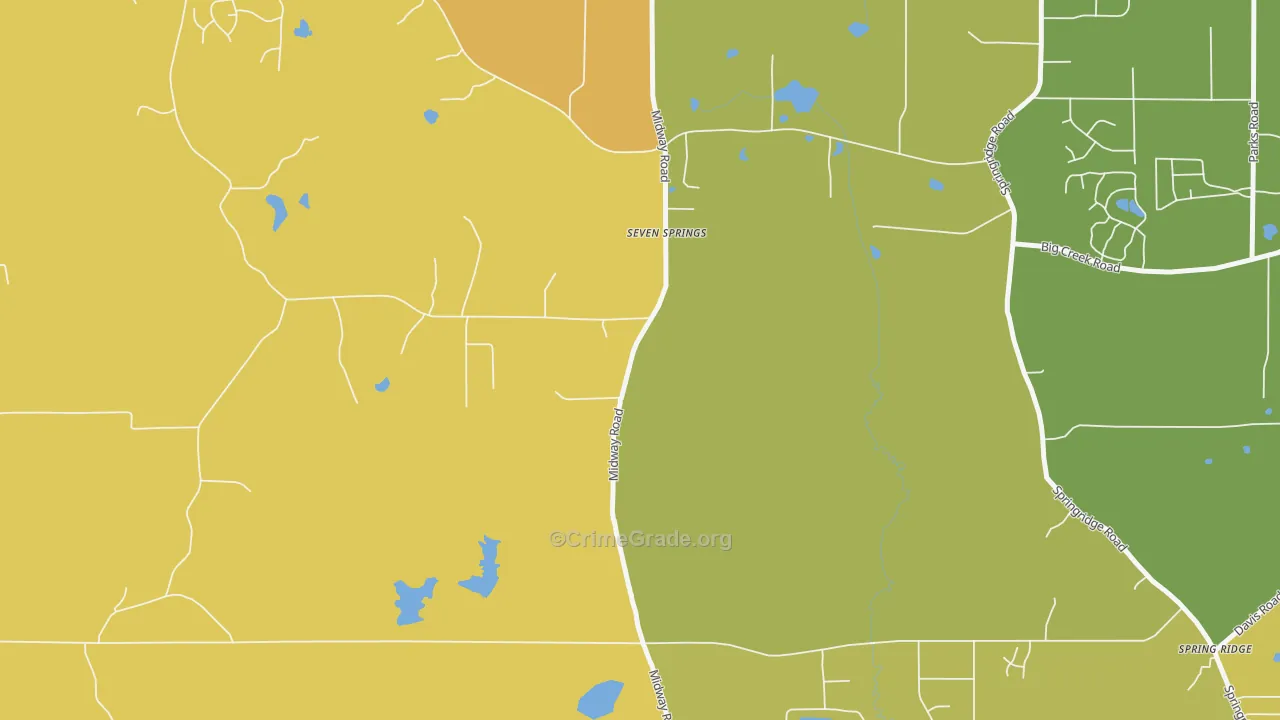 Seven Springs, MS Map of Arson Rates