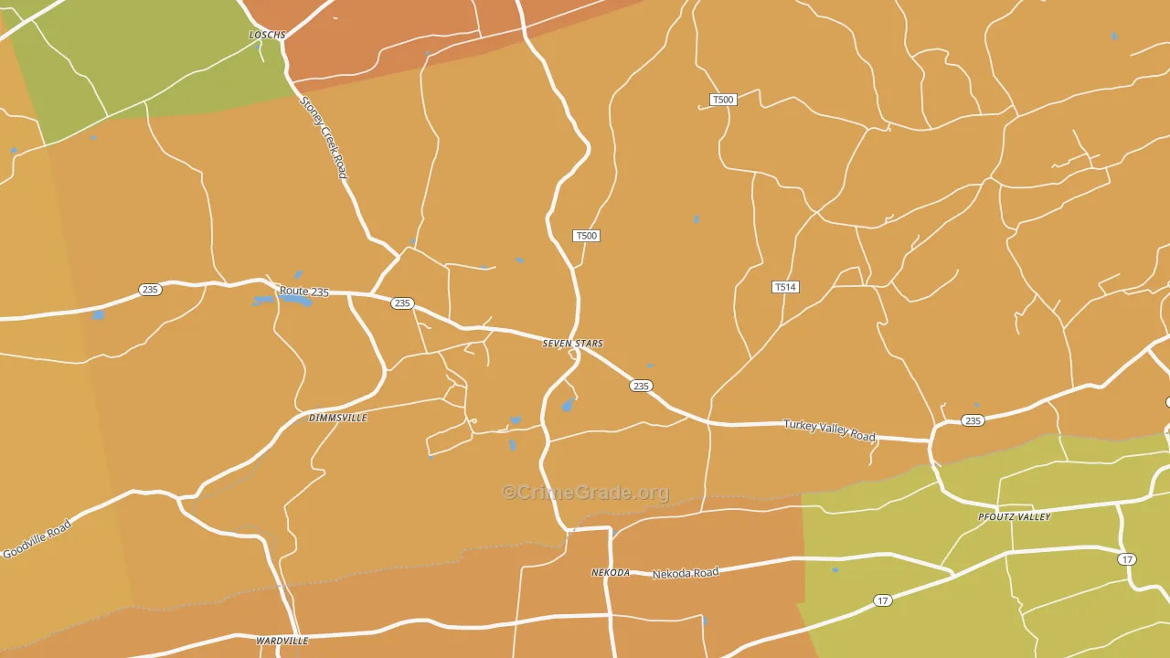 Seven Stars, PA Map of Arson Rates
