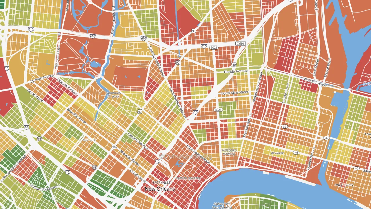 Seventh Ward, New Orleans, LA Map of Arson Rates