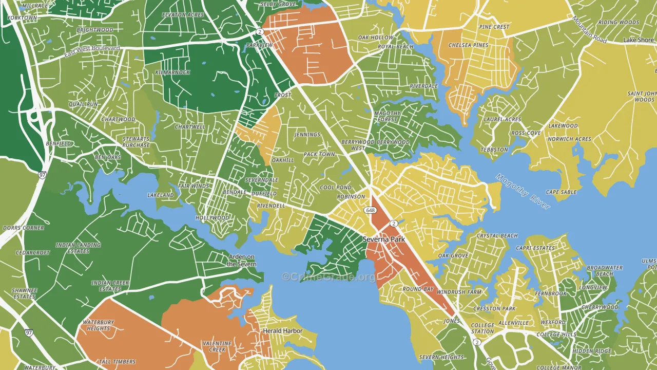 Severna Park, MD Map of Arson Rates