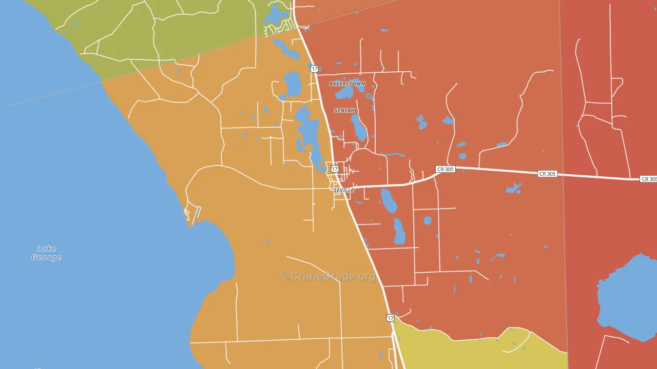 Seville, FL Map of Arson Rates