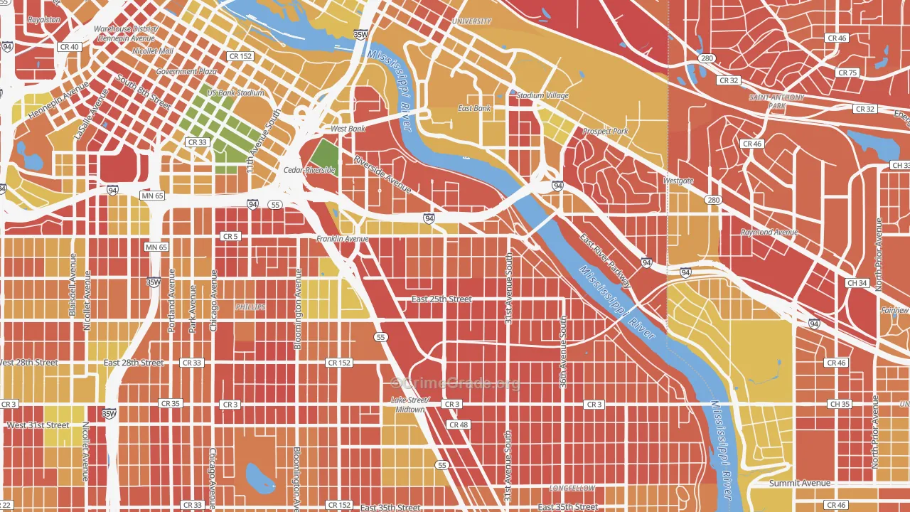 Seward, Minneapolis, MN Map of Arson Rates