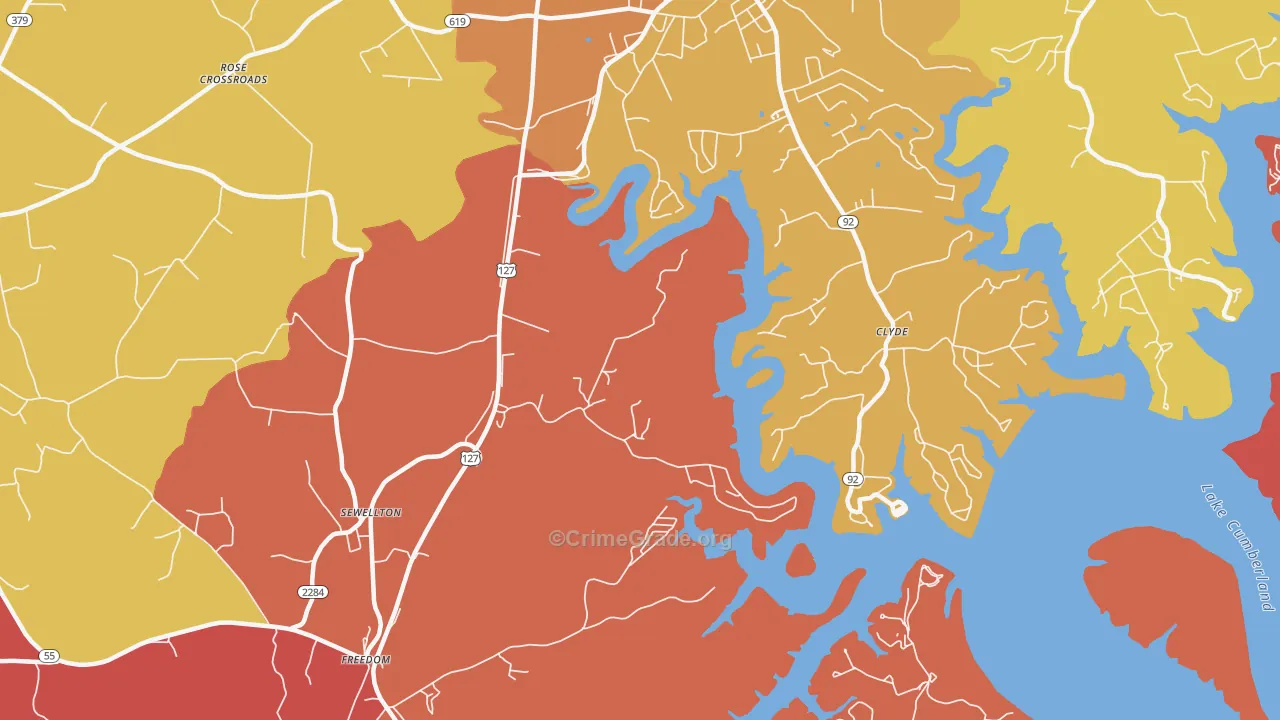 Sewellton, KY Map of Arson Rates