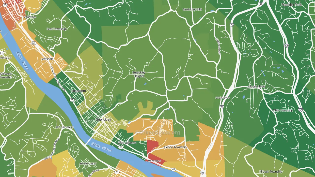 Sewickley Heights, PA Map of Arson Rates