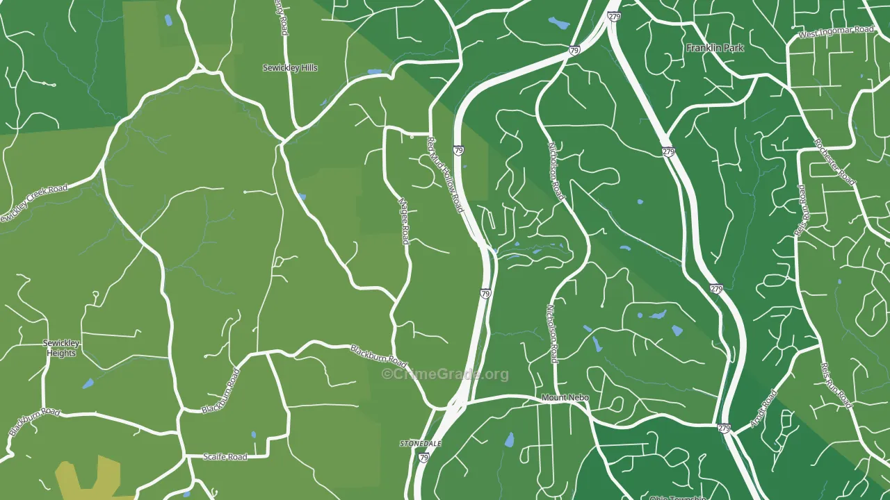 Sewickley Hills, PA Map of Arson Rates