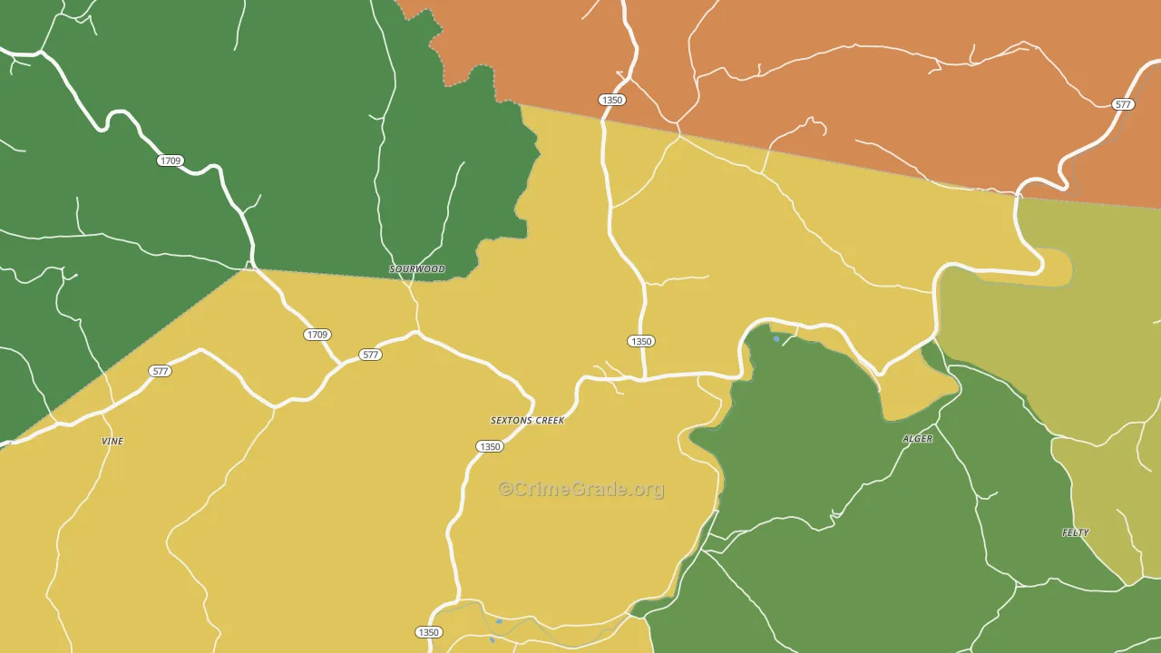 Sextons Creek, KY Map of Arson Rates