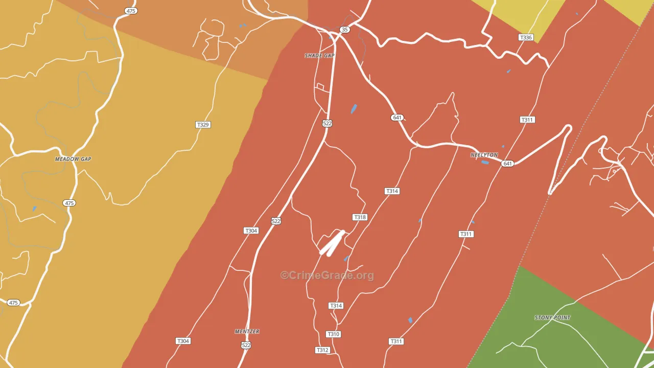 Shade Gap, PA Map of Arson Rates