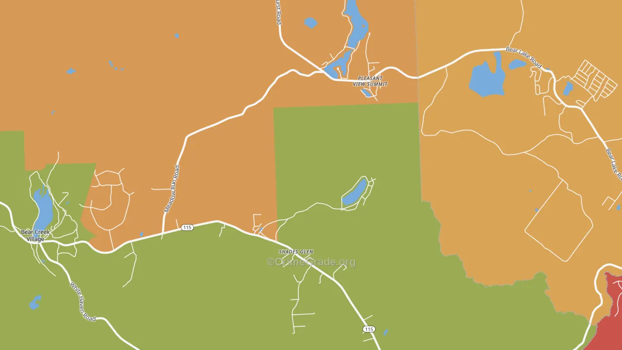 Shades Glen, PA Map of Arson Rates