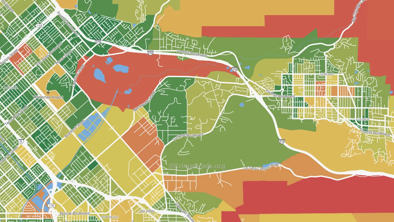 Shadow Hills, Sunland, CA Map of Arson Rates