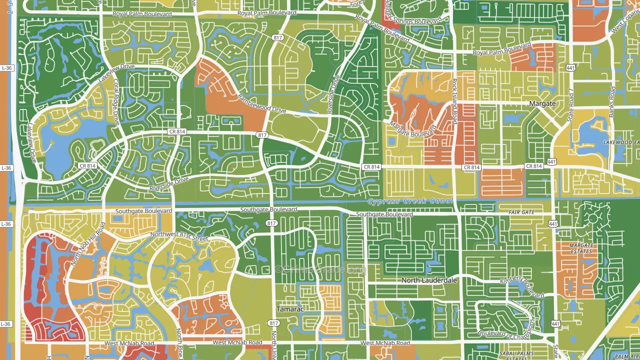 Shadow Wood, Coral Springs, FL Map of Arson Rates