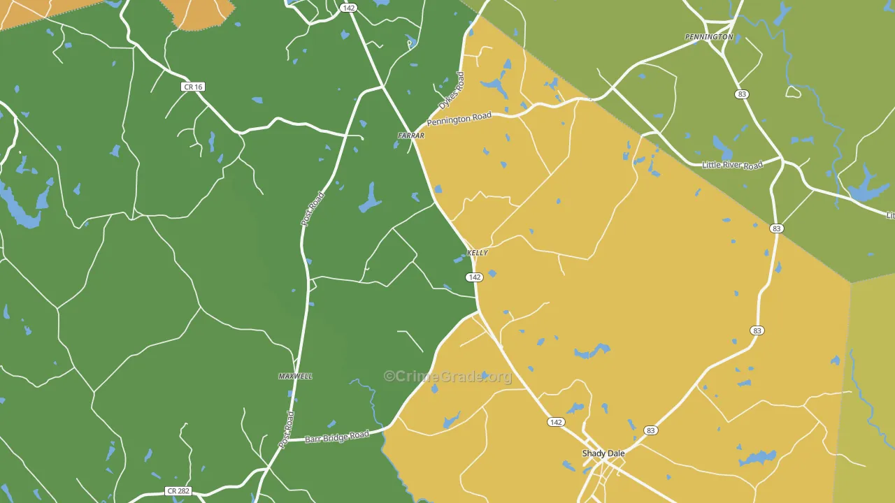 Shady Dale, GA Map of Arson Rates