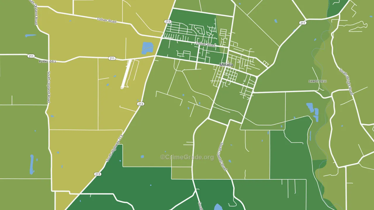Shady Dell, OR Map of Arson Rates
