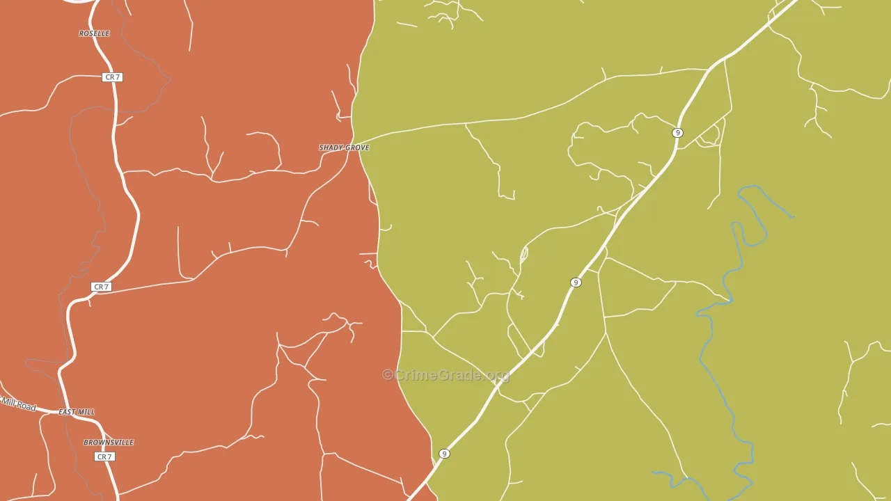 Shady Grove, AL Map of Arson Rates