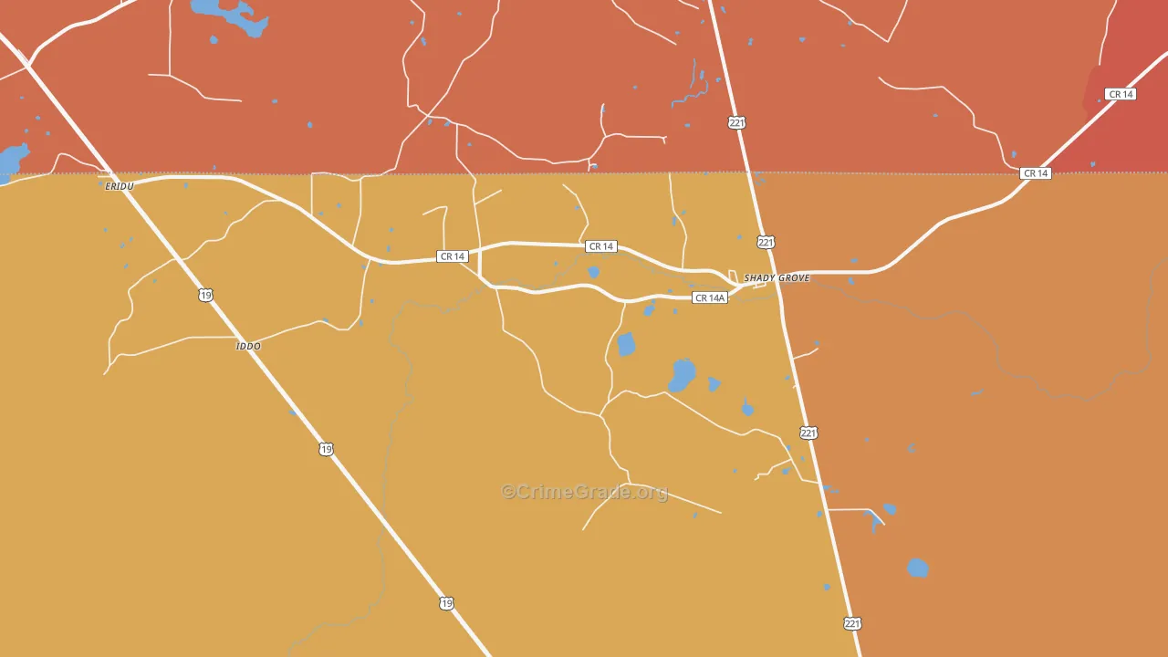 Shady Grove, FL Map of Arson Rates