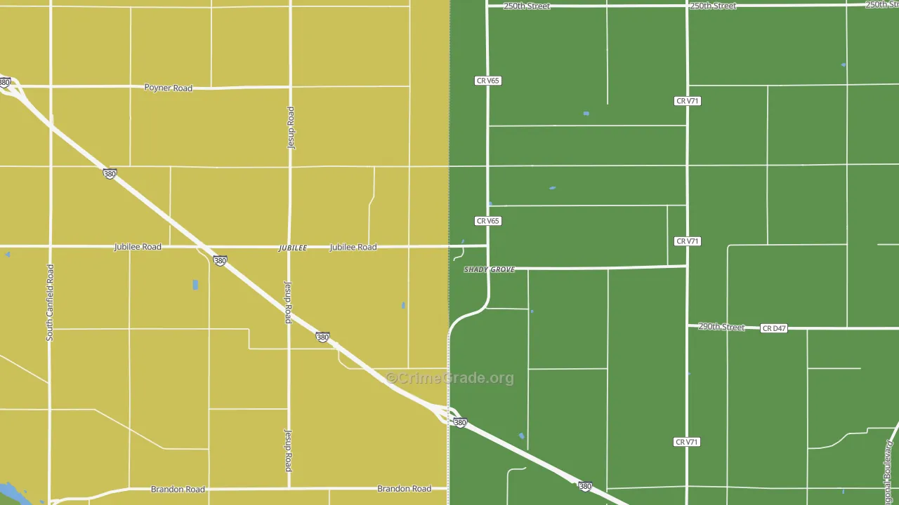Shady Grove, IA Map of Arson Rates