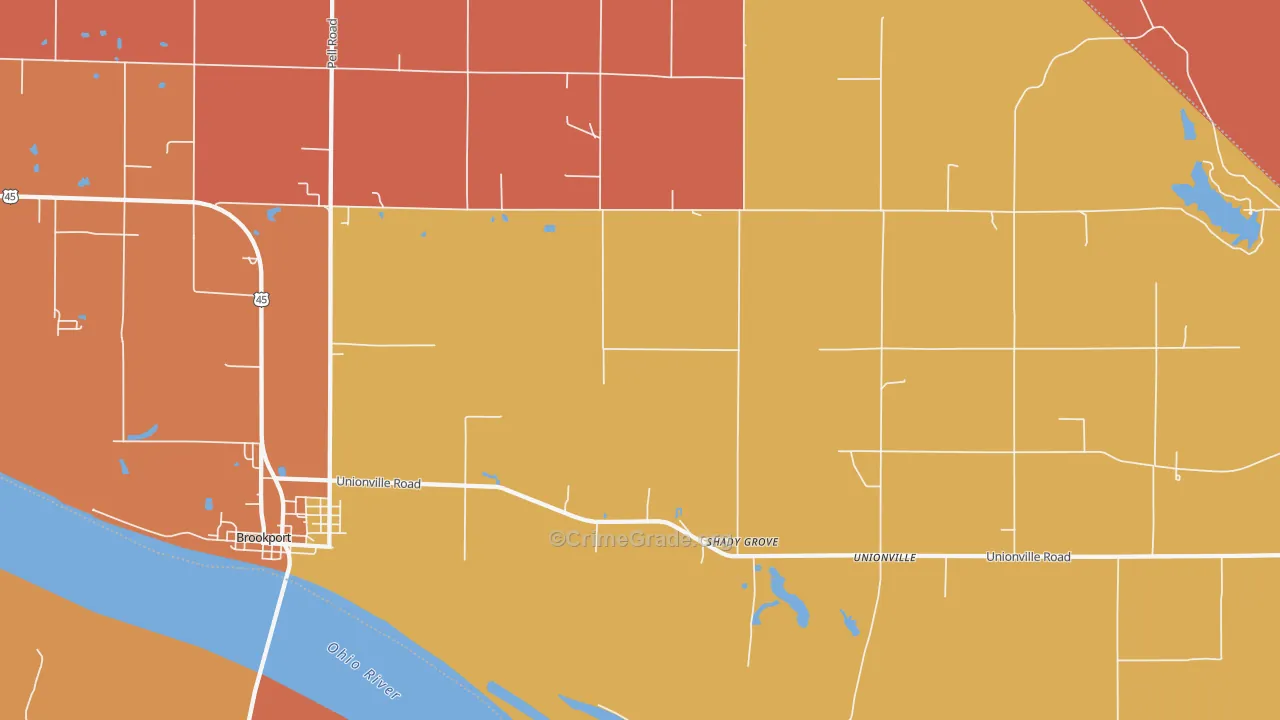 Shady Grove, IL Map of Arson Rates