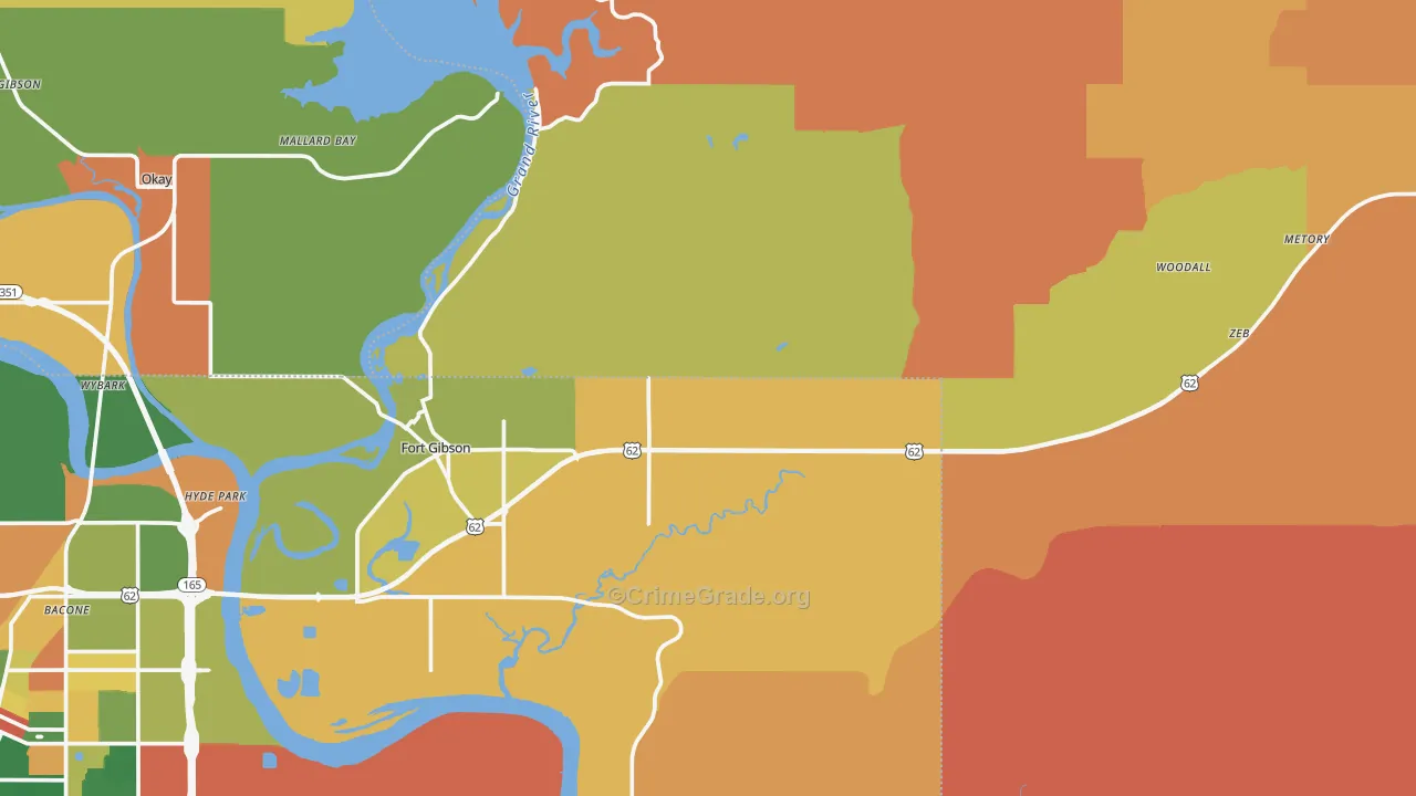 Shady Grove, OK Map of Arson Rates