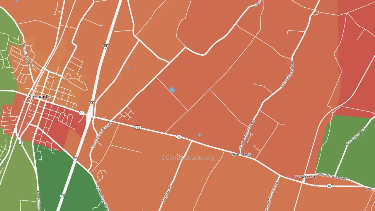 Shady Grove, PA Map of Arson Rates