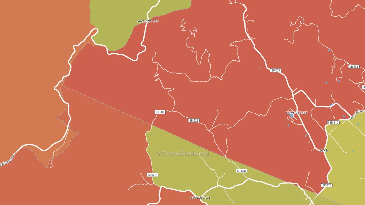 Shady Grove, VA Map of Arson Rates