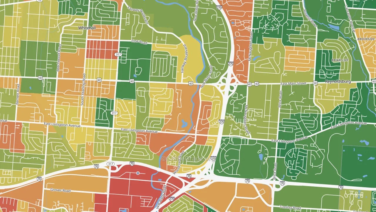 Shady Lane, Columbus, OH Map of Arson Rates