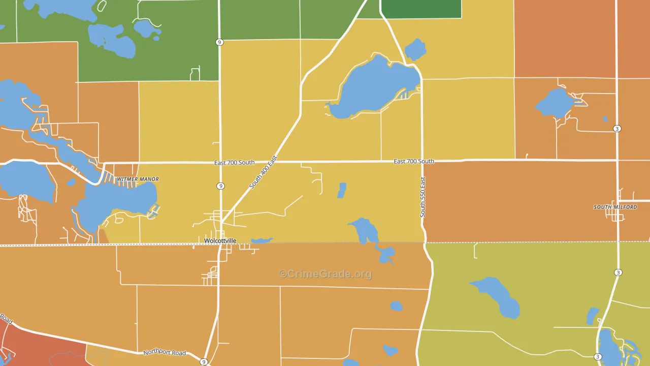 Shady Nook, IN Map of Arson Rates