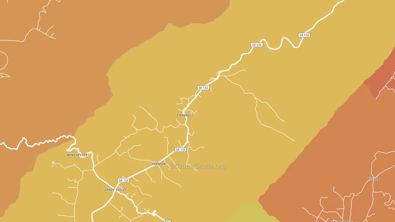 Shady Valley, TN Map of Arson Rates