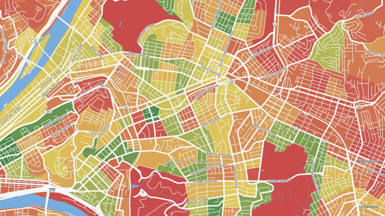Shadyside, Pittsburgh, PA Map of Arson Rates