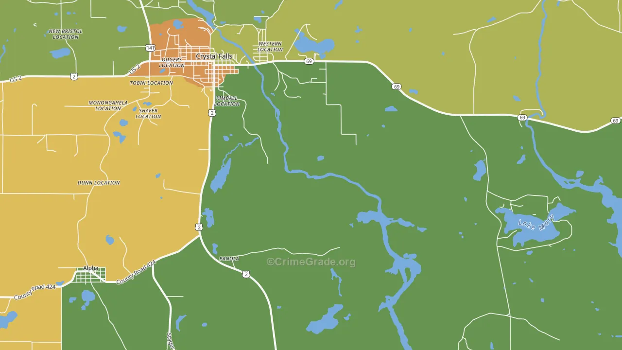 Shafer Location, MI Map of Arson Rates