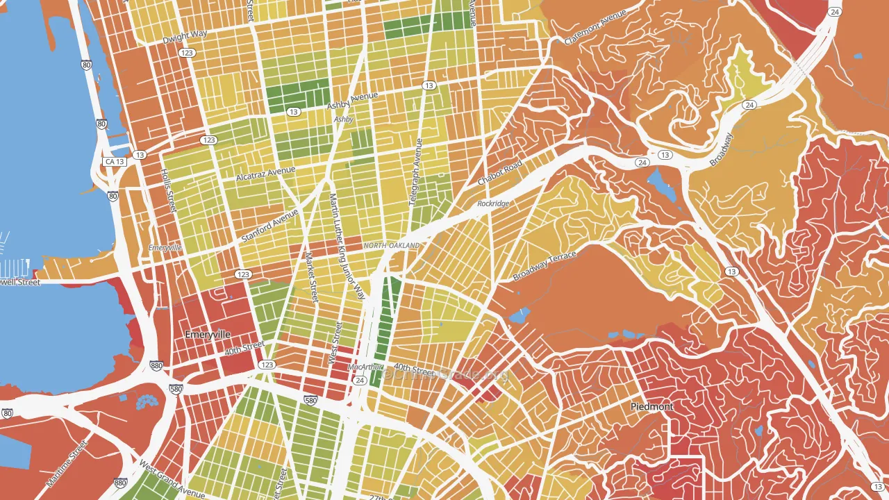 Shafter, Oakland, CA Map of Arson Rates