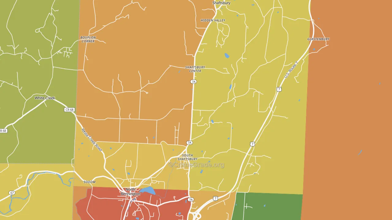 Shaftsbury, VT Map of Arson Rates