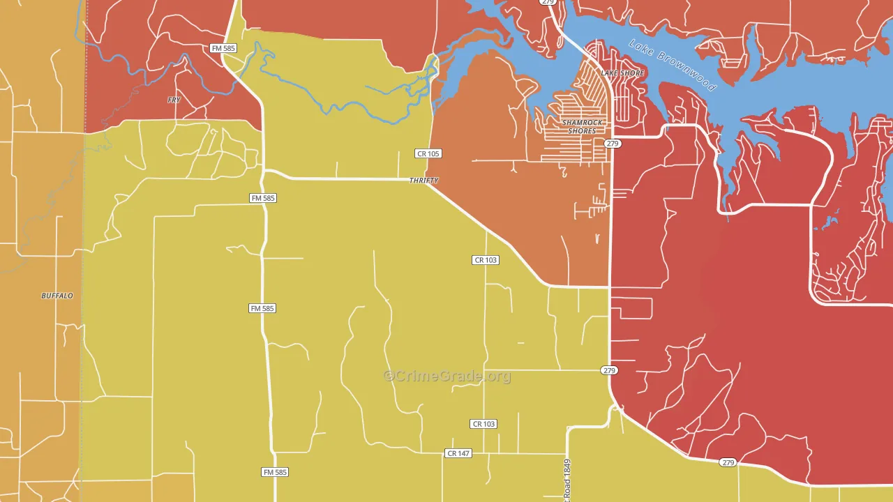 Shamrock Shores, TX Map of Arson Rates