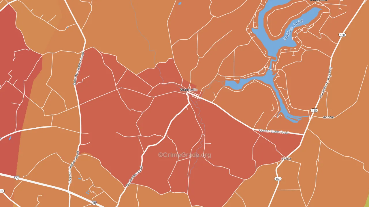 Shanksville, PA Map of Arson Rates