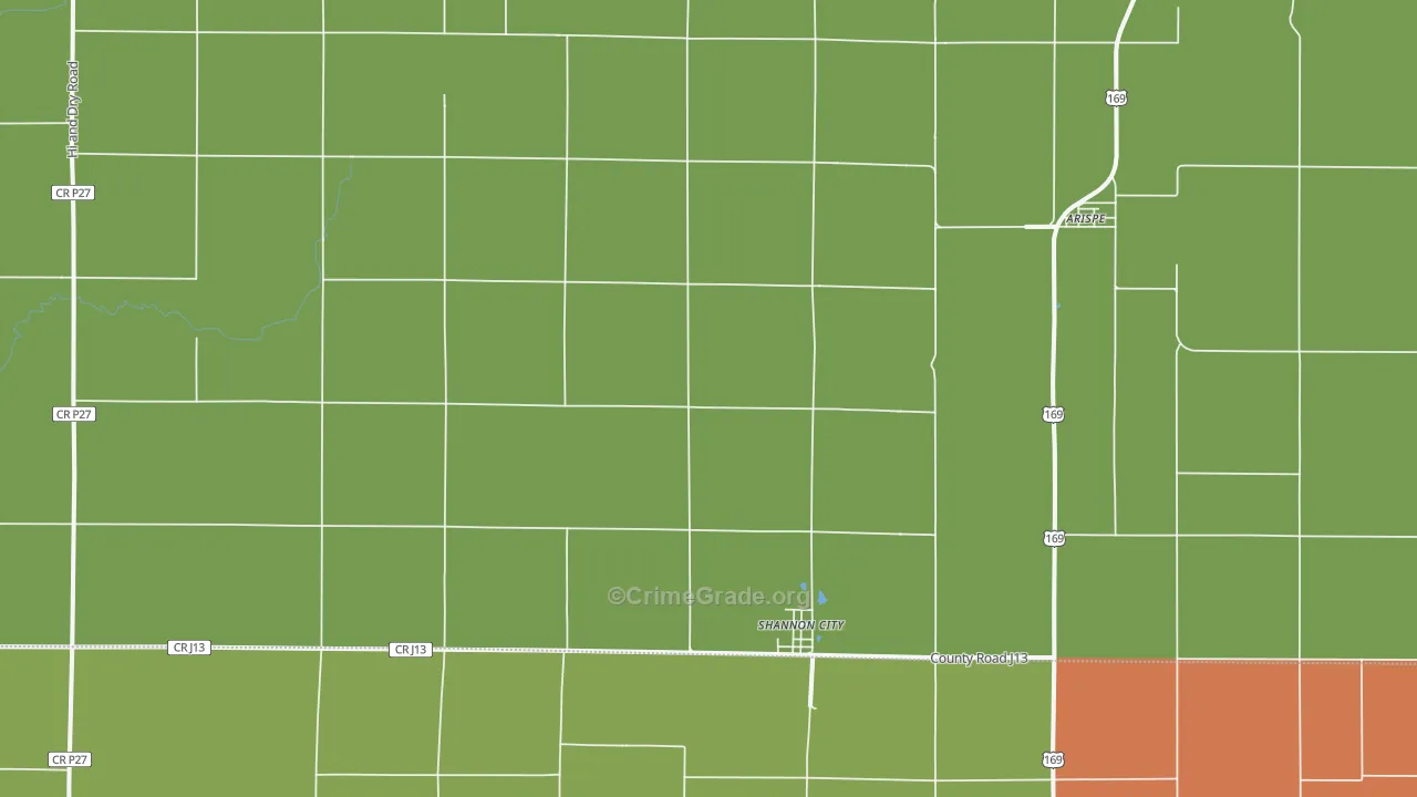 Shannon City, IA Map of Arson Rates