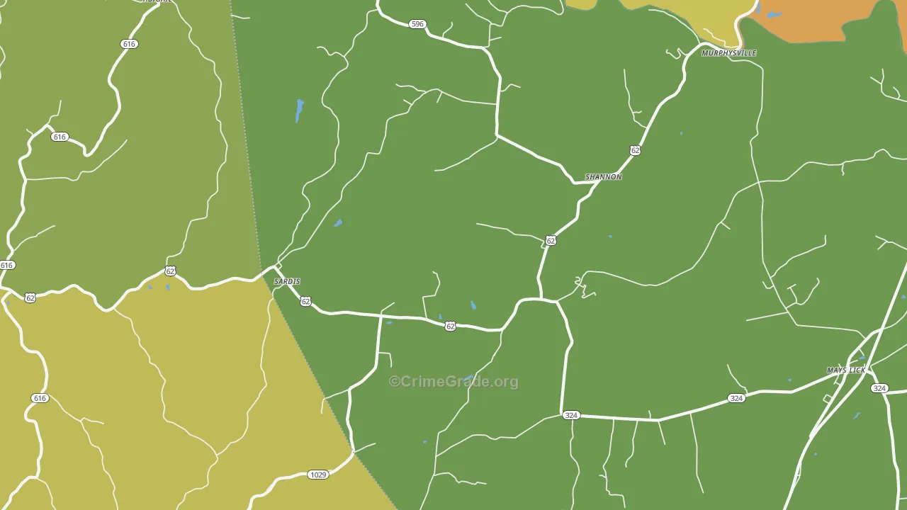 Shannon, KY Map of Arson Rates
