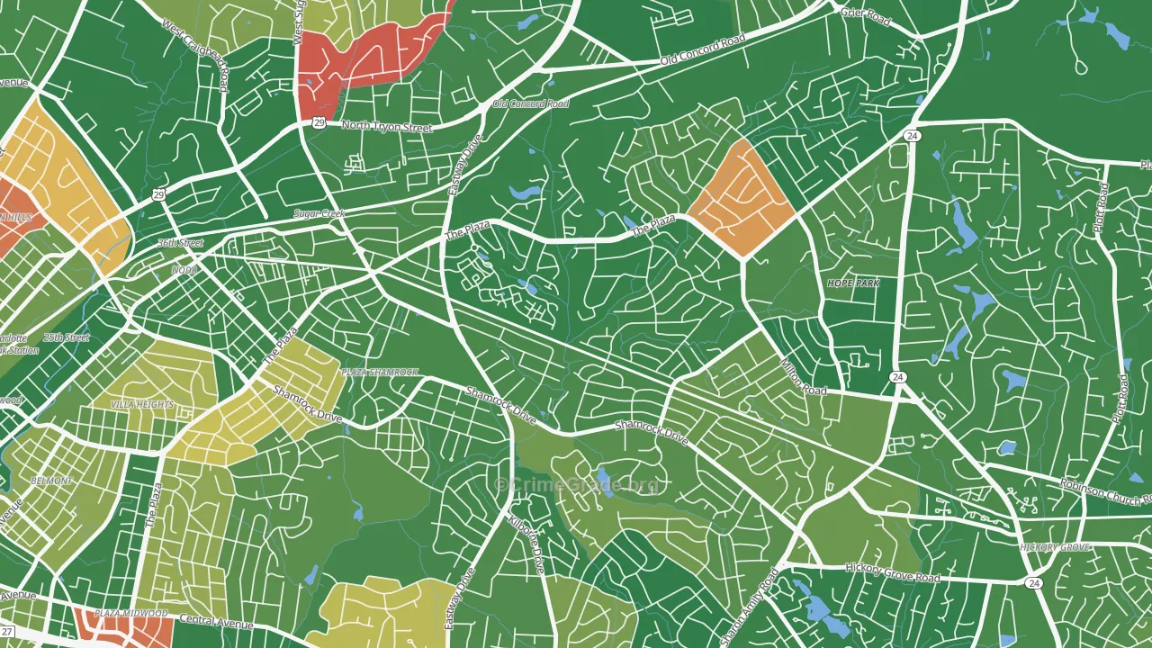 Shannon Park, Charlotte, NC Map of Arson Rates