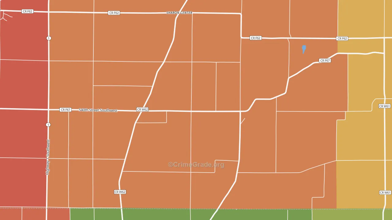 Sharon Center, IA Map of Arson Rates