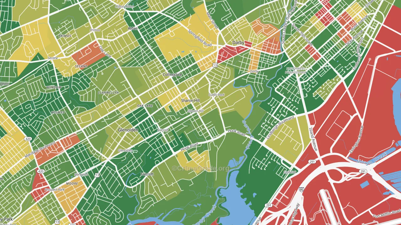 Sharon Hill, PA Map of Arson Rates