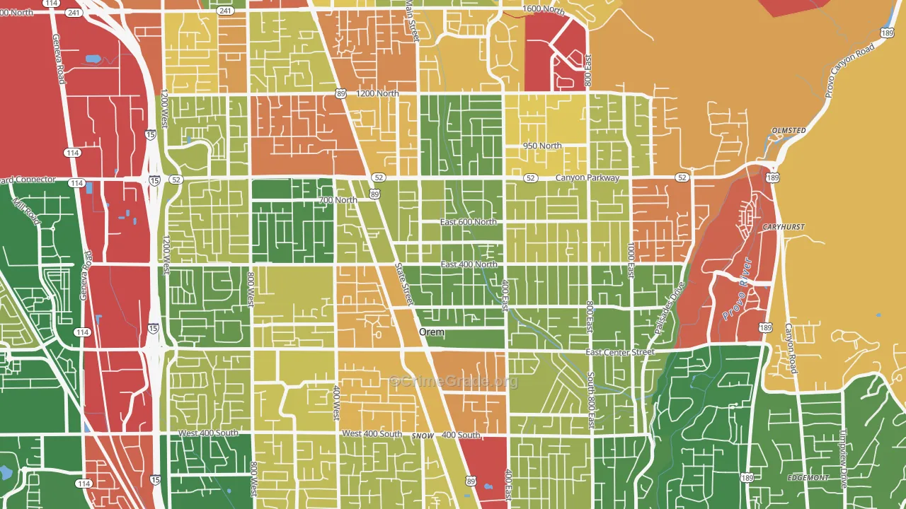 Sharon, Orem, UT Map of Arson Rates