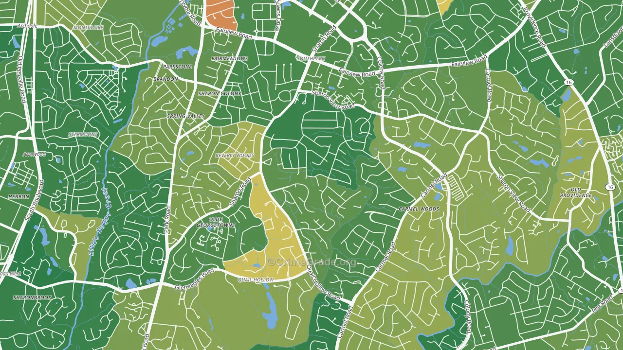 Sharon Woods, Charlotte, NC Map of Arson Rates