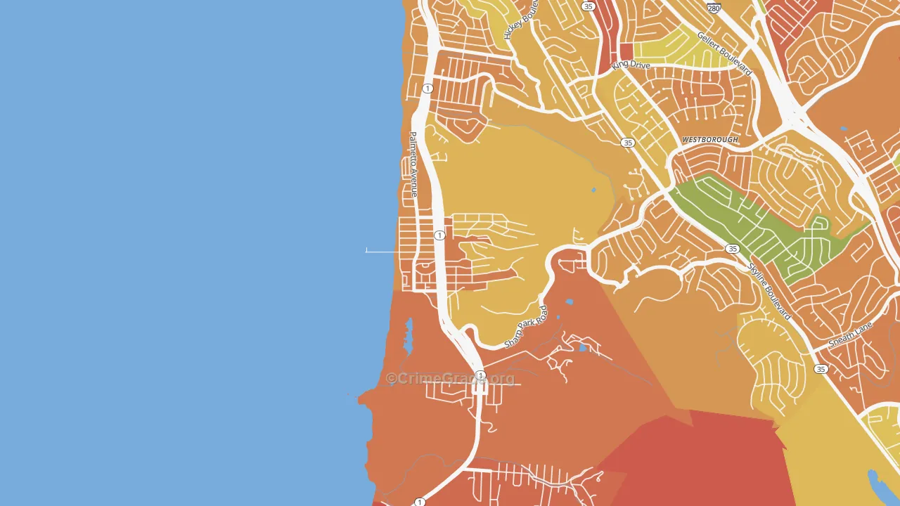 Sharp Park, Pacifica, CA Map of Arson Rates