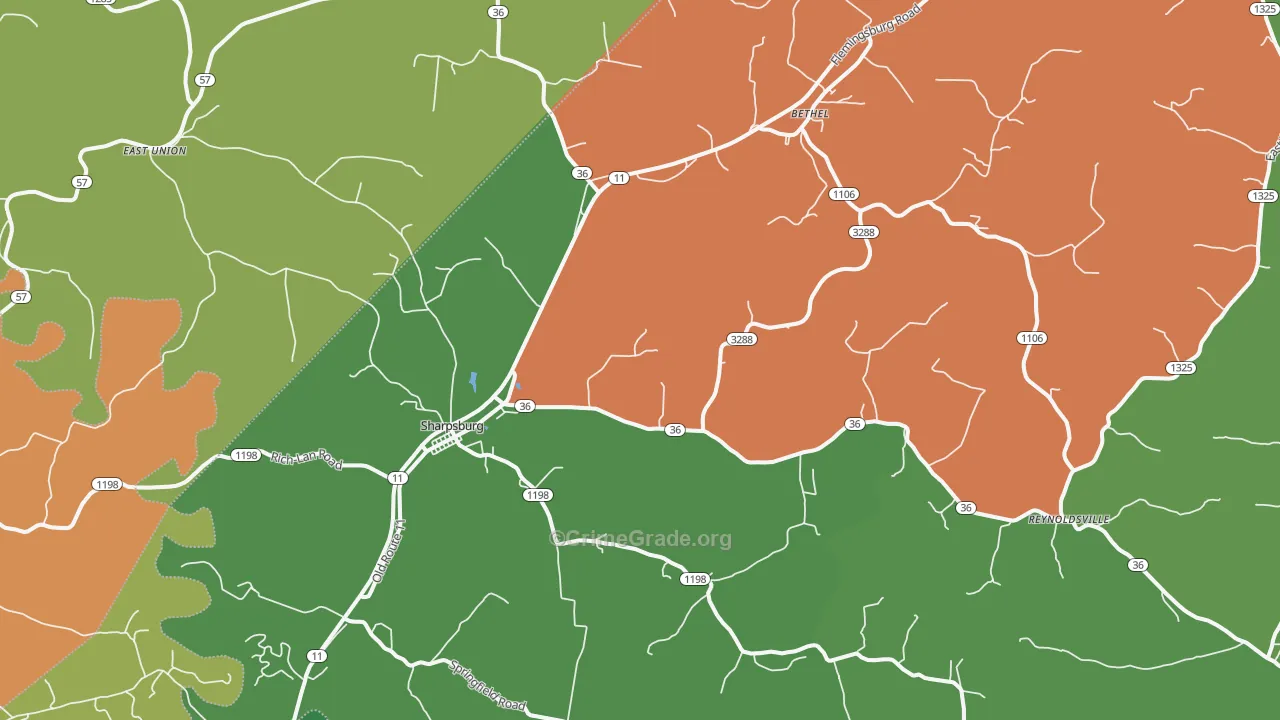 Sharpsburg, KY Map of Arson Rates