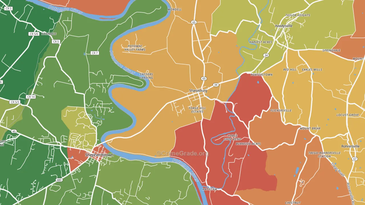 Sharpsburg, MD Map of Arson Rates