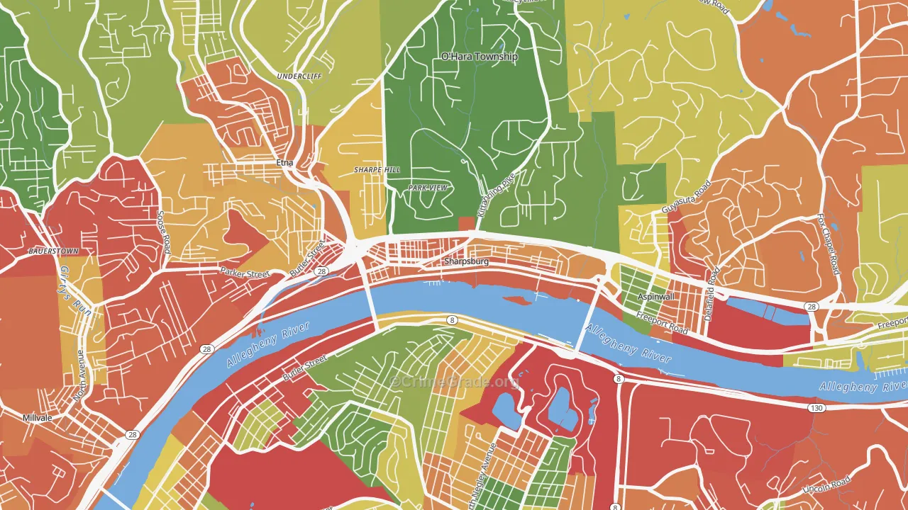 Sharpsburg, PA Map of Arson Rates