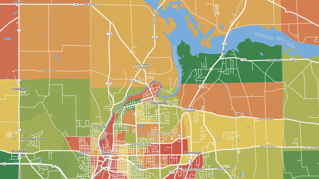 Sharpsville, PA Map of Arson Rates