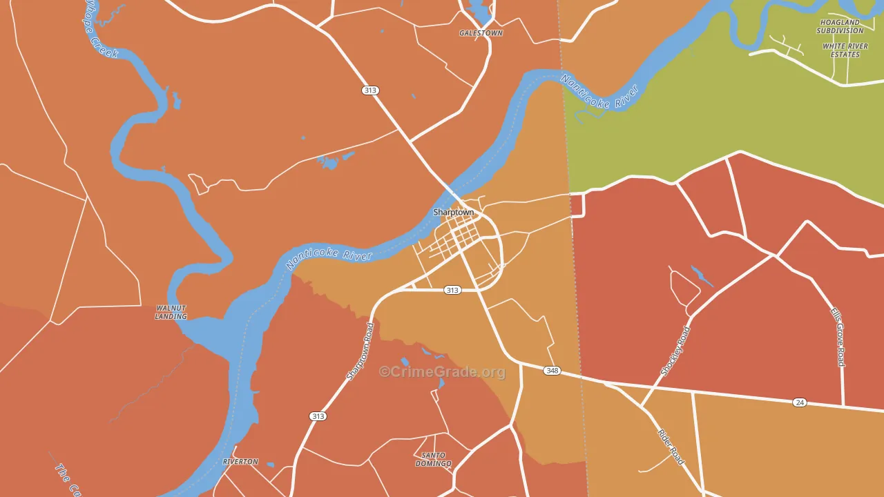 Sharptown, MD Map of Arson Rates