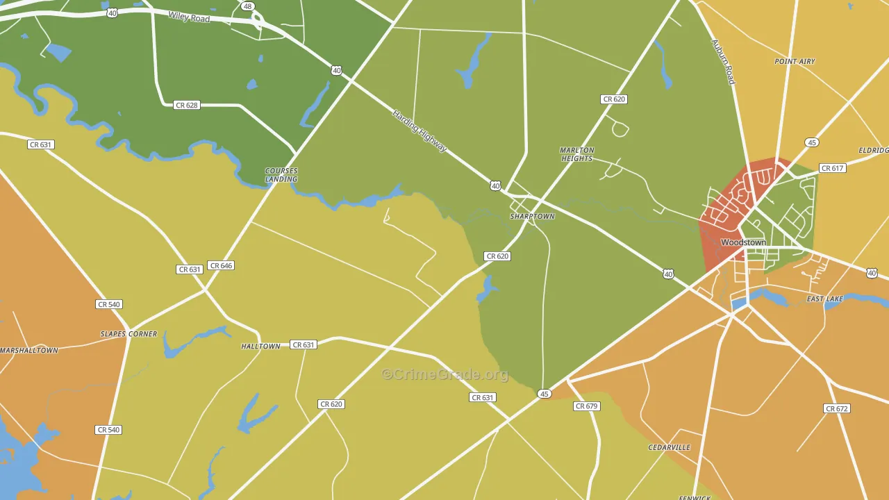 Sharptown, NJ Map of Arson Rates
