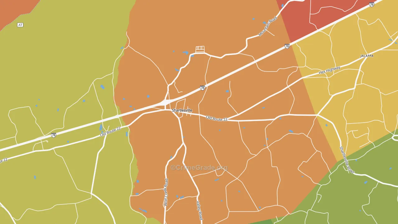 Shartlesville, PA Map of Arson Rates